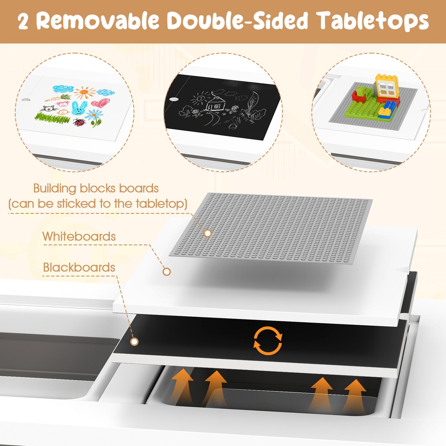 Kids Sensory Table and Chair Set with Foldable Storage Bins
