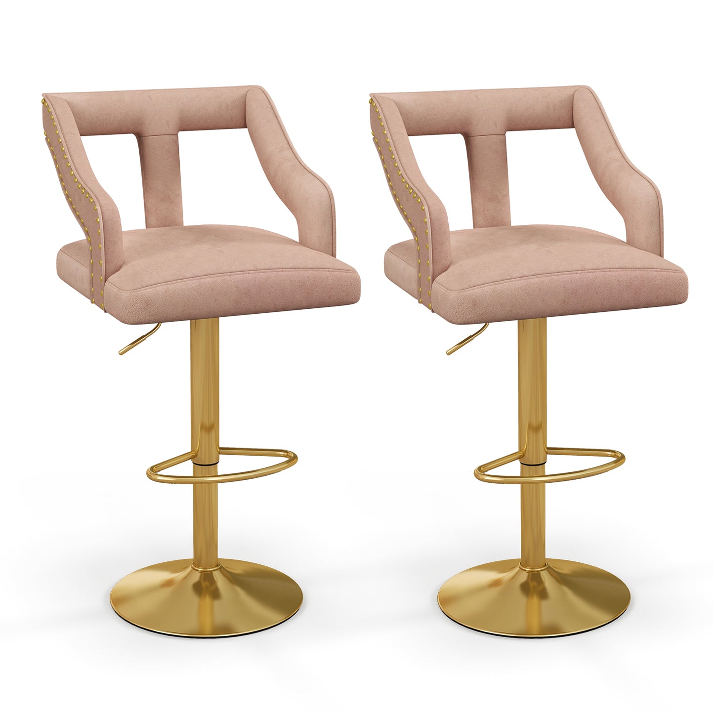 Velvet Swivel Bar Stools Set of 2 with Adjustable Height