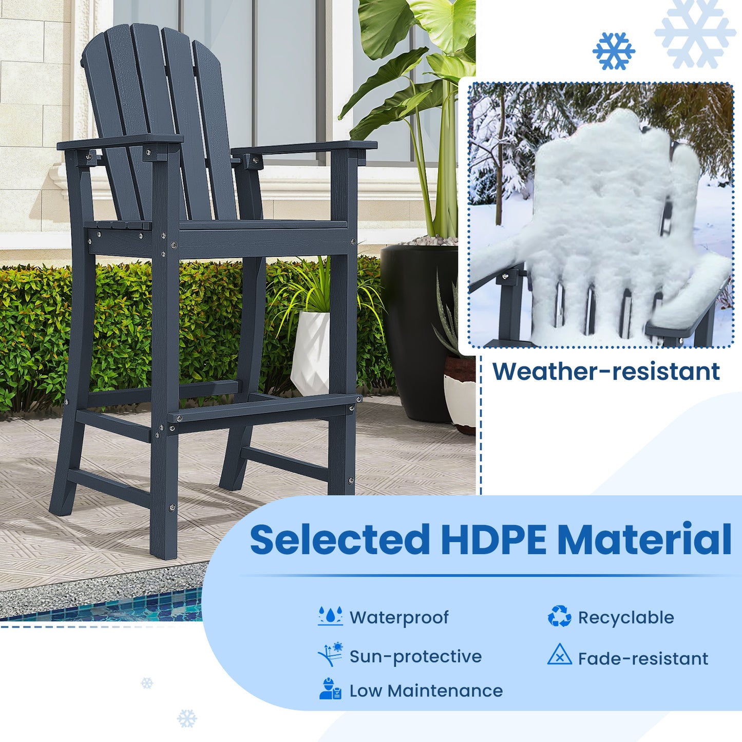 Counter Height Outdoor Bar Stools Set of 2 with Armrests