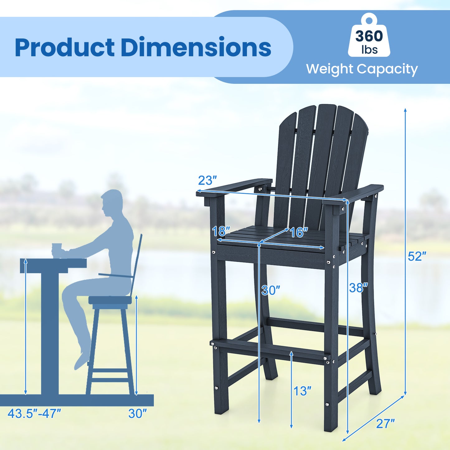 Counter Height Outdoor Bar Stools Set of 2 with Armrests