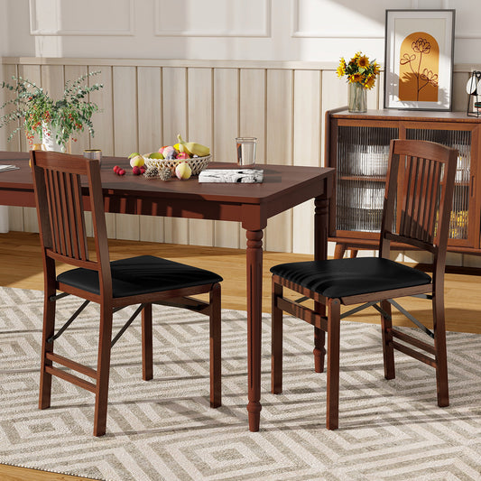 Foldable Upholstered Dining Chairs Set of 2 with Padded Seat