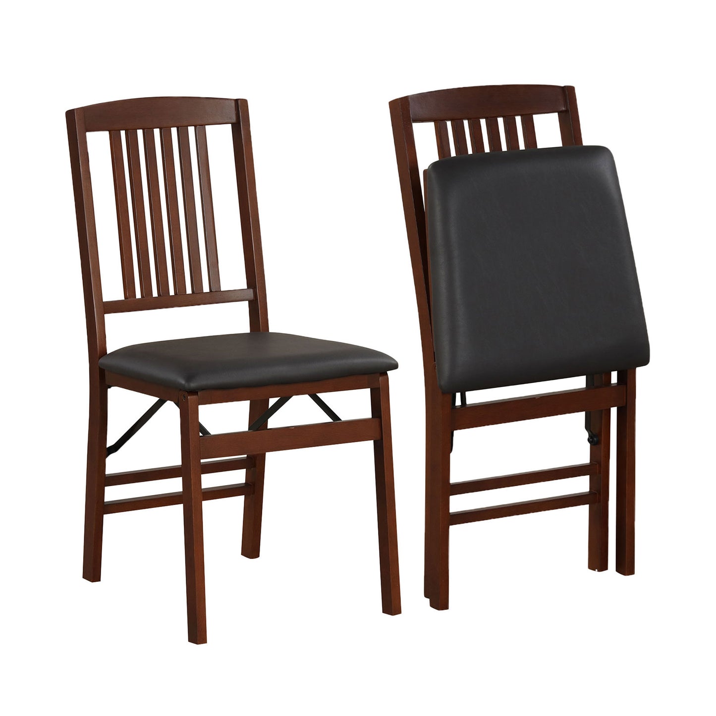 Foldable Upholstered Dining Chairs Set of 2 with Padded Seat