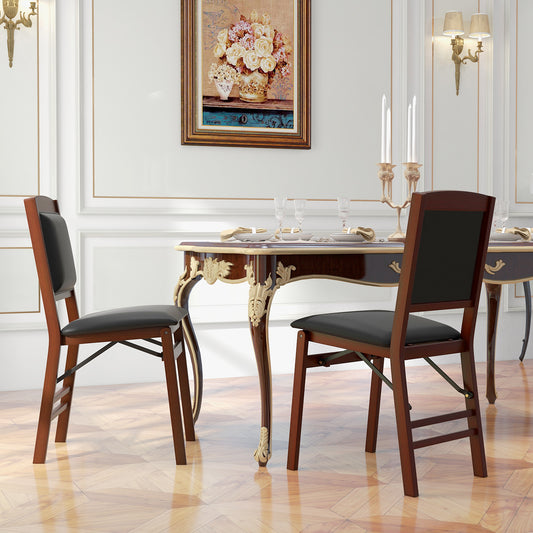Folding Dining Chairs Set of 2 with Padded Seat