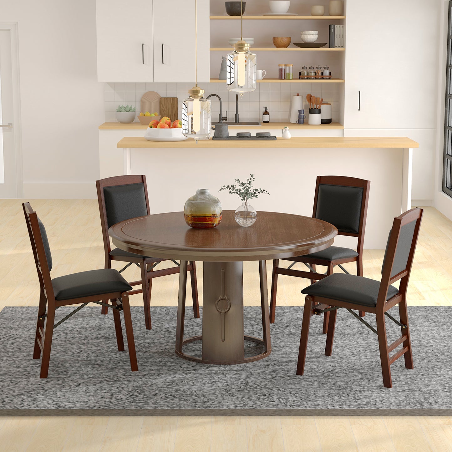 Folding Dining Chairs Set of 2 with Padded Seat