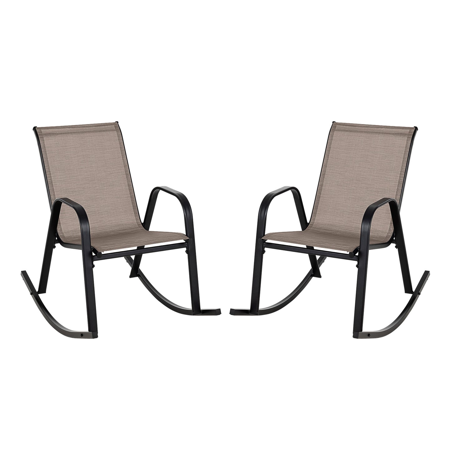 Metal Patio Rocking Chairs Set of 2 with Breathable Fabric