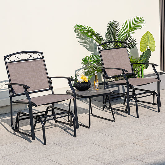 Outdoor Metal Glider Chairs Set of 2 with Weather-Resistant Fabric
