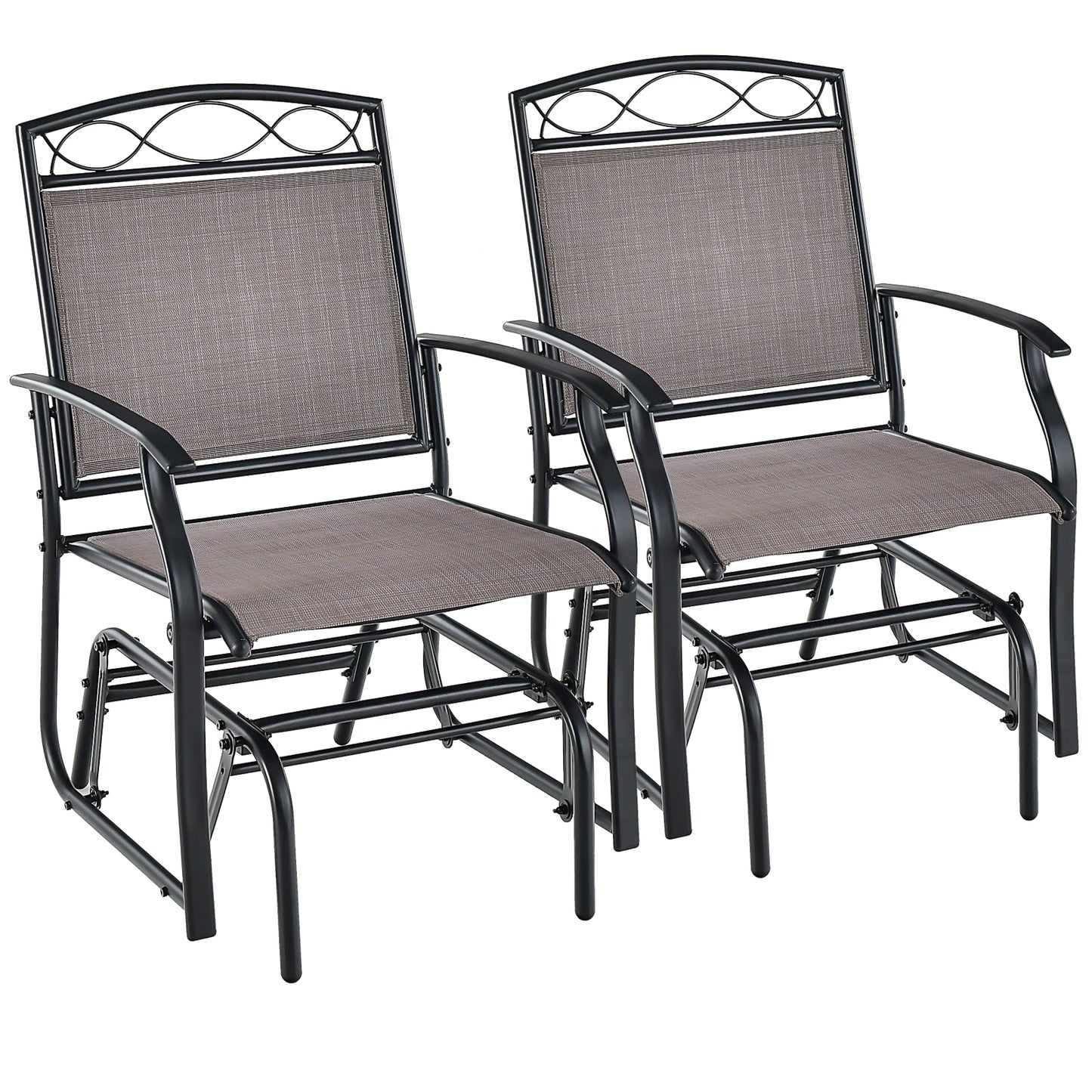 Outdoor Metal Glider Chairs Set of 2 with Weather-Resistant Fabric