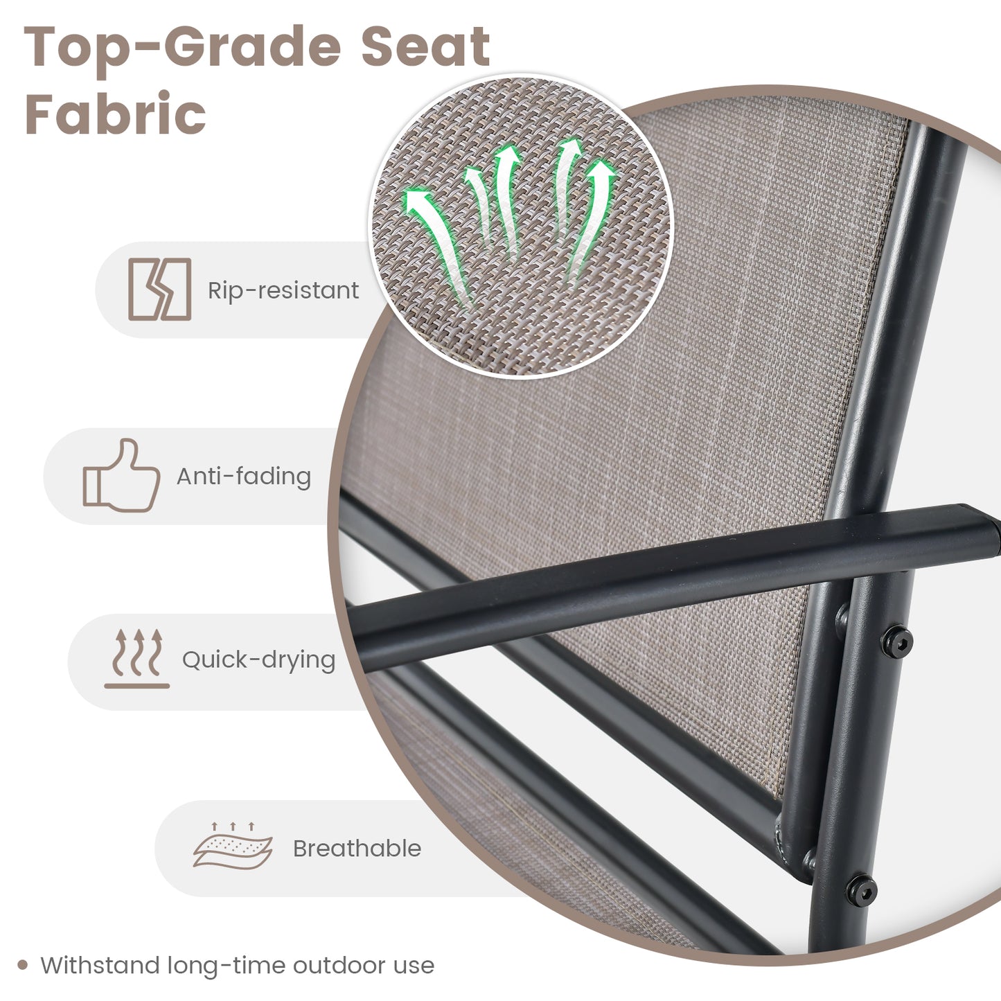 Outdoor Metal Glider Chairs Set of 2 with Weather-Resistant Fabric