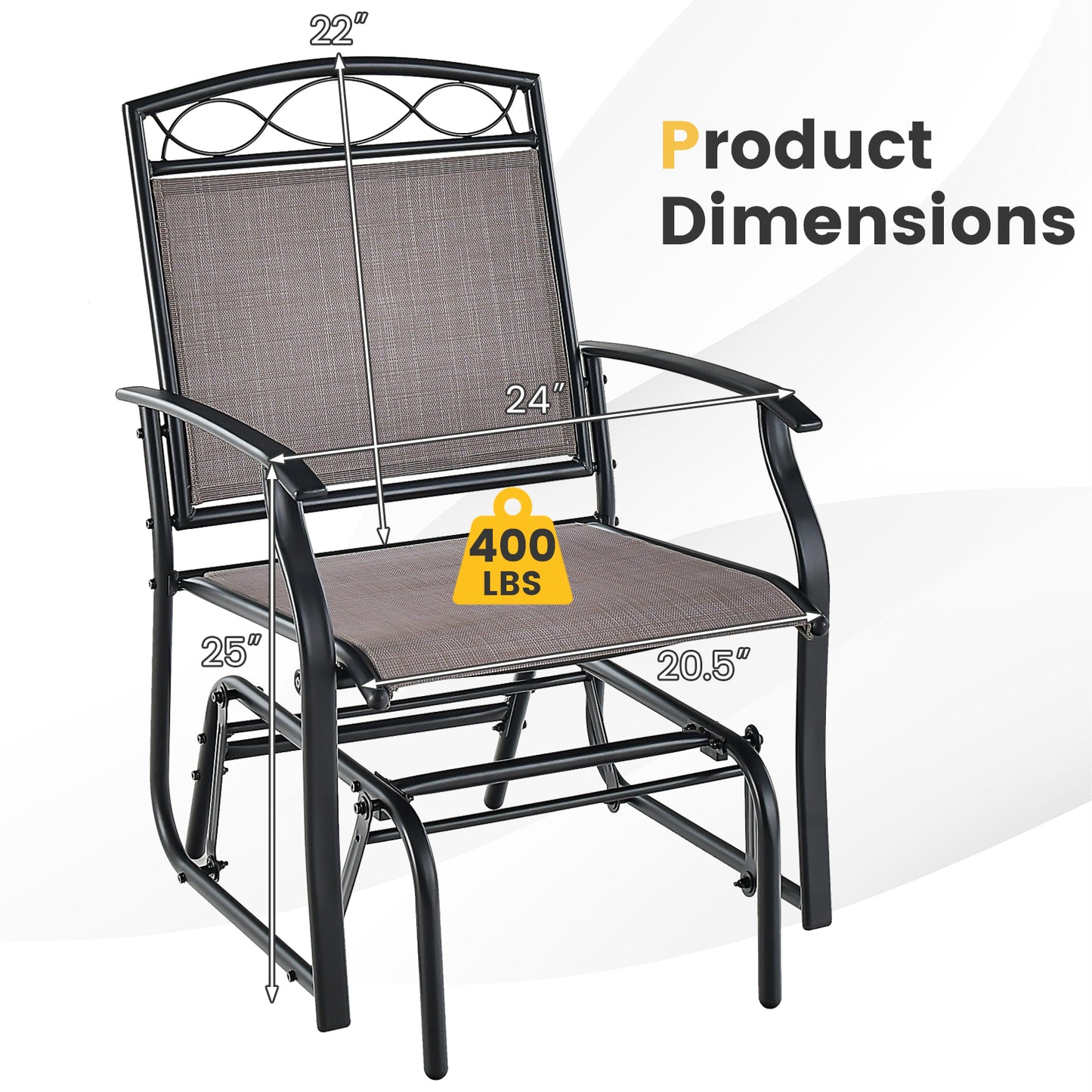 Outdoor Metal Glider Chairs Set of 2 with Weather-Resistant Fabric