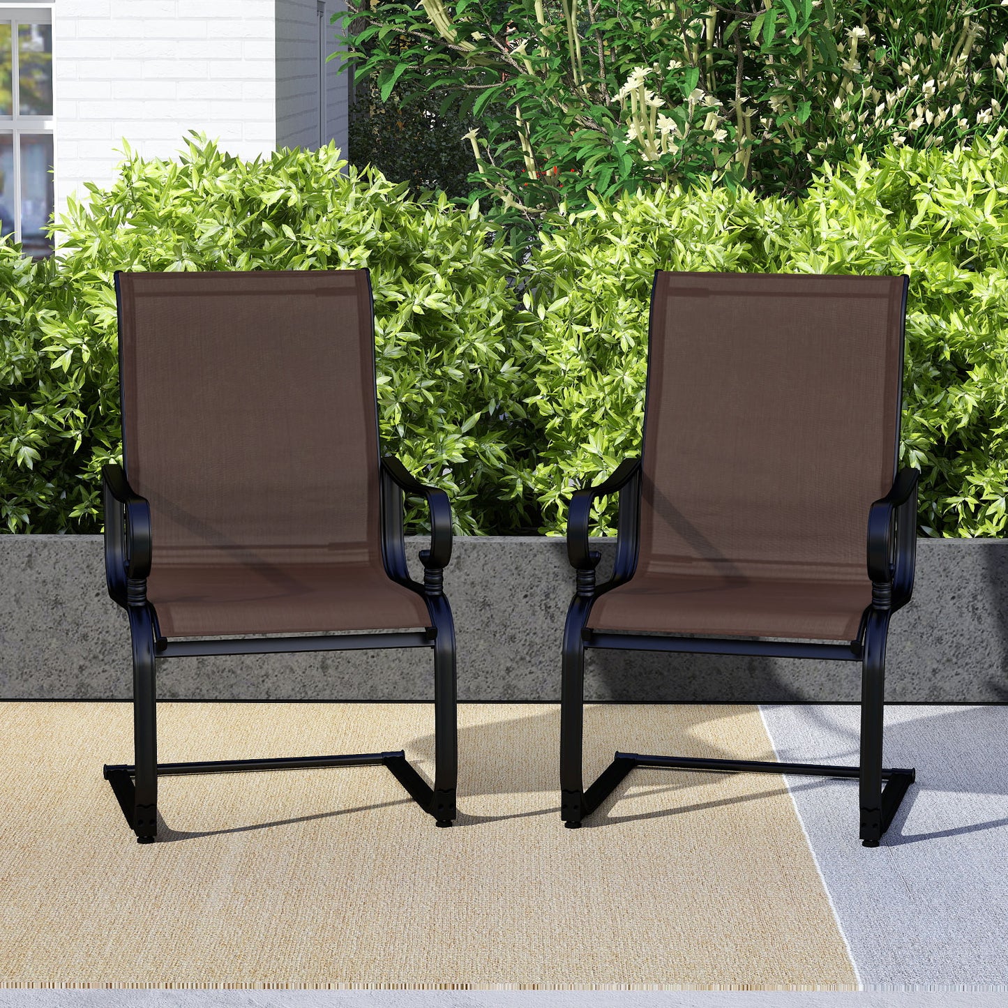 Rocking Patio Dining Chairs Set of 2 with Breathable Fabric