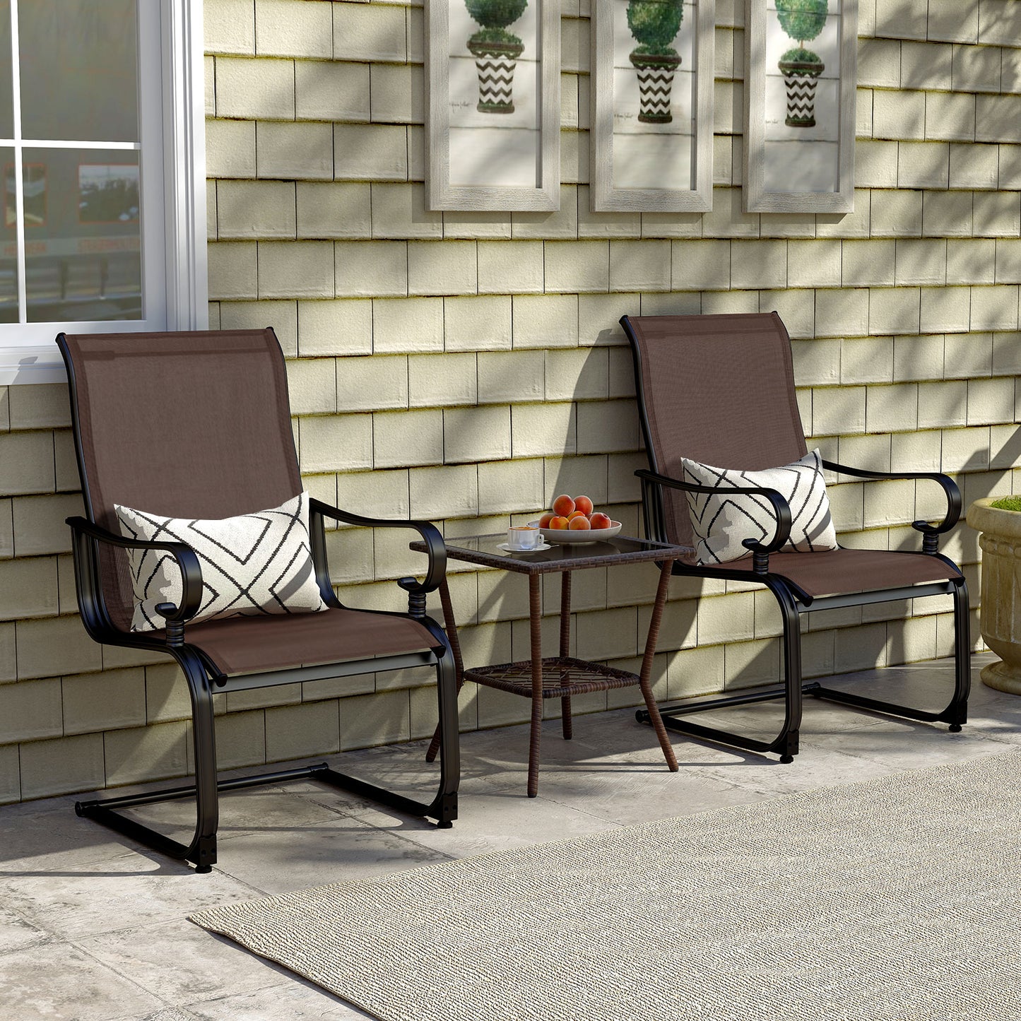 Rocking Patio Dining Chairs Set of 2 with Breathable Fabric