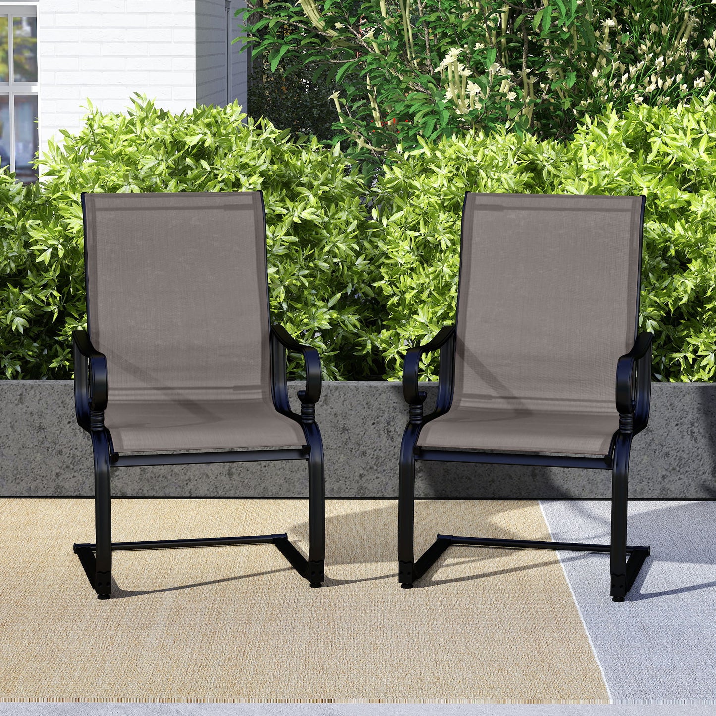 Rocking Patio Dining Chairs Set of 2 with Breathable Fabric