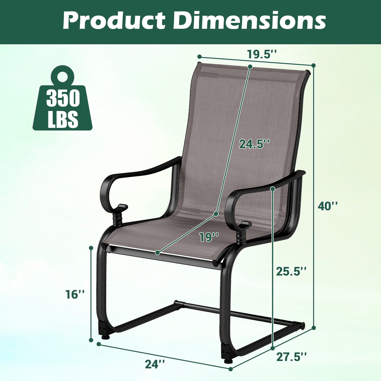 Rocking Patio Dining Chairs Set of 2 with Breathable Fabric