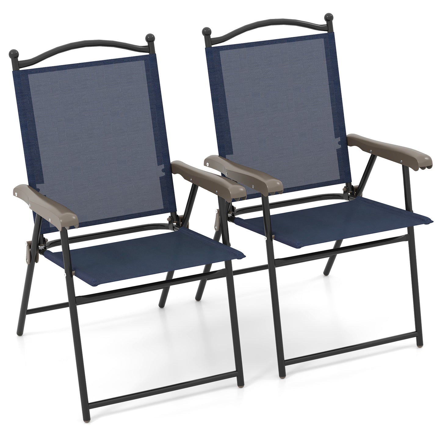 Folding Sling Back Patio Chairs Set of 2
