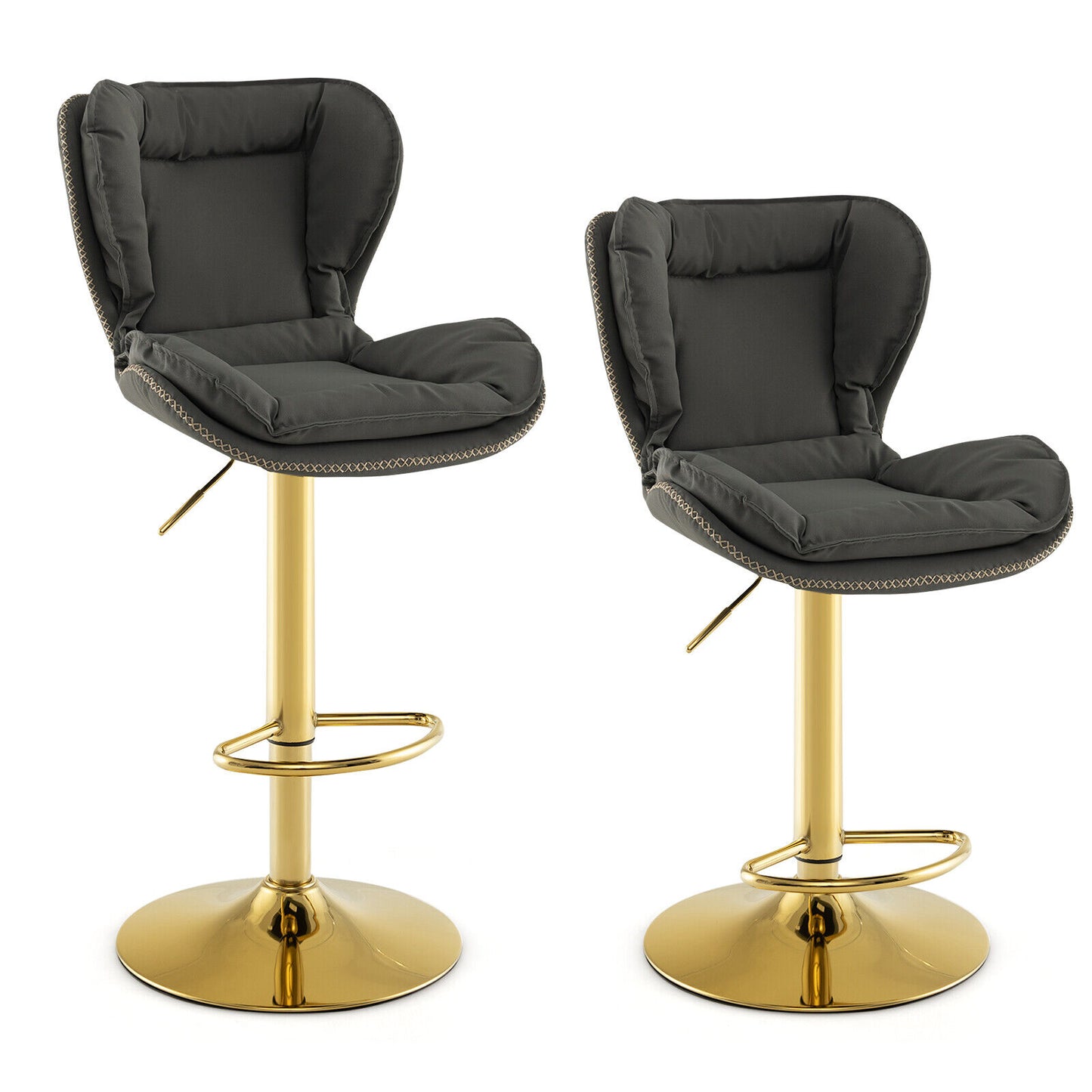 Swivel Bar Stools Set of 2 with Adjustable Height and Backrest