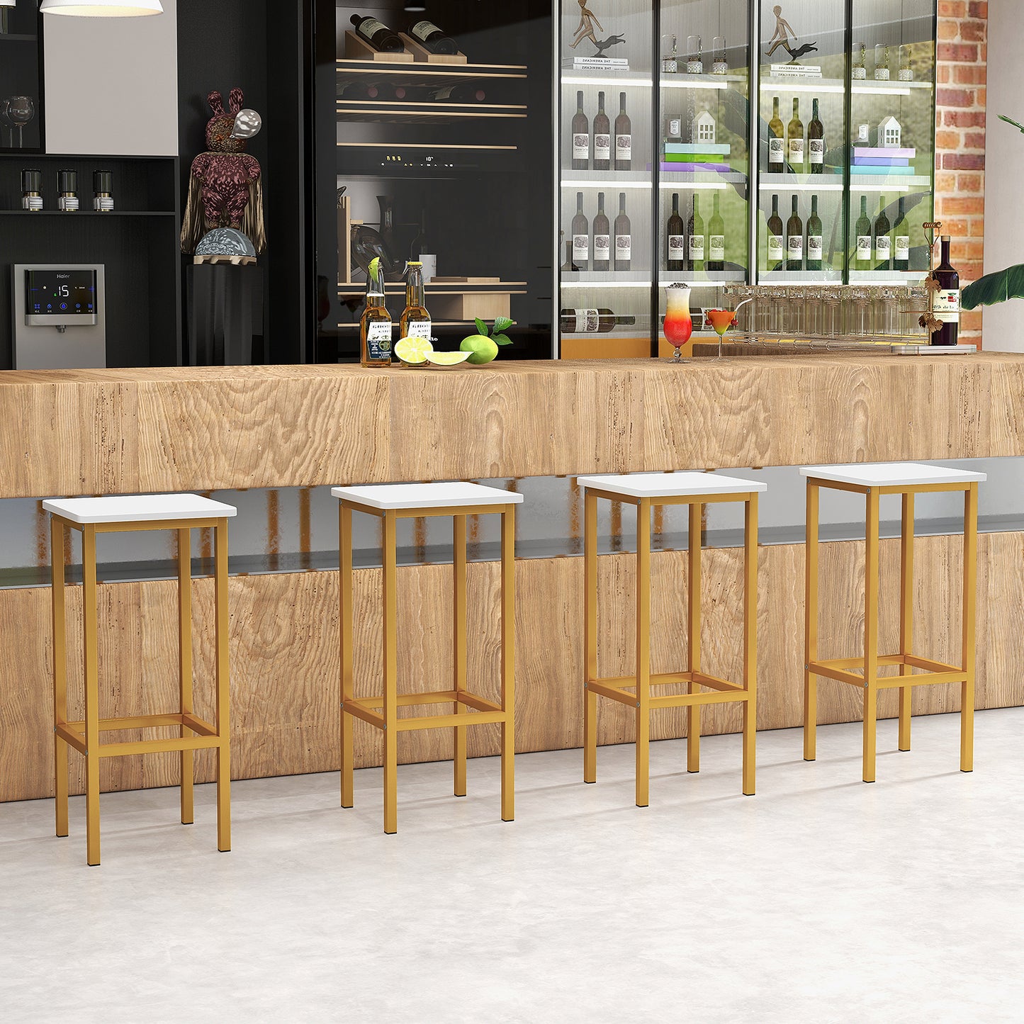 26-Inch Bar Stools with Footrest, Set of 4
