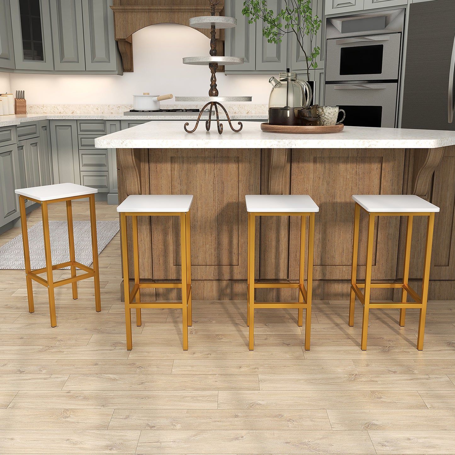 26-Inch Bar Stools with Footrest, Set of 4
