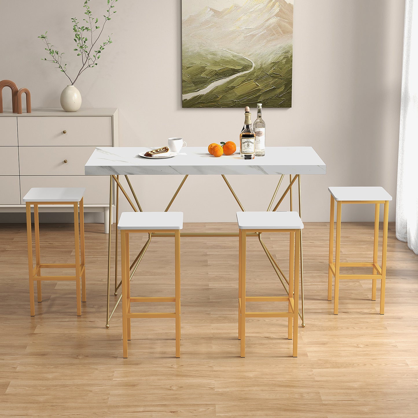 26-Inch Bar Stools with Footrest, Set of 4