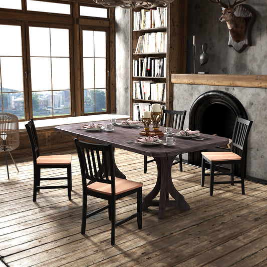 Spindle Back Dining Chairs Set of 4 with Wooden Legs