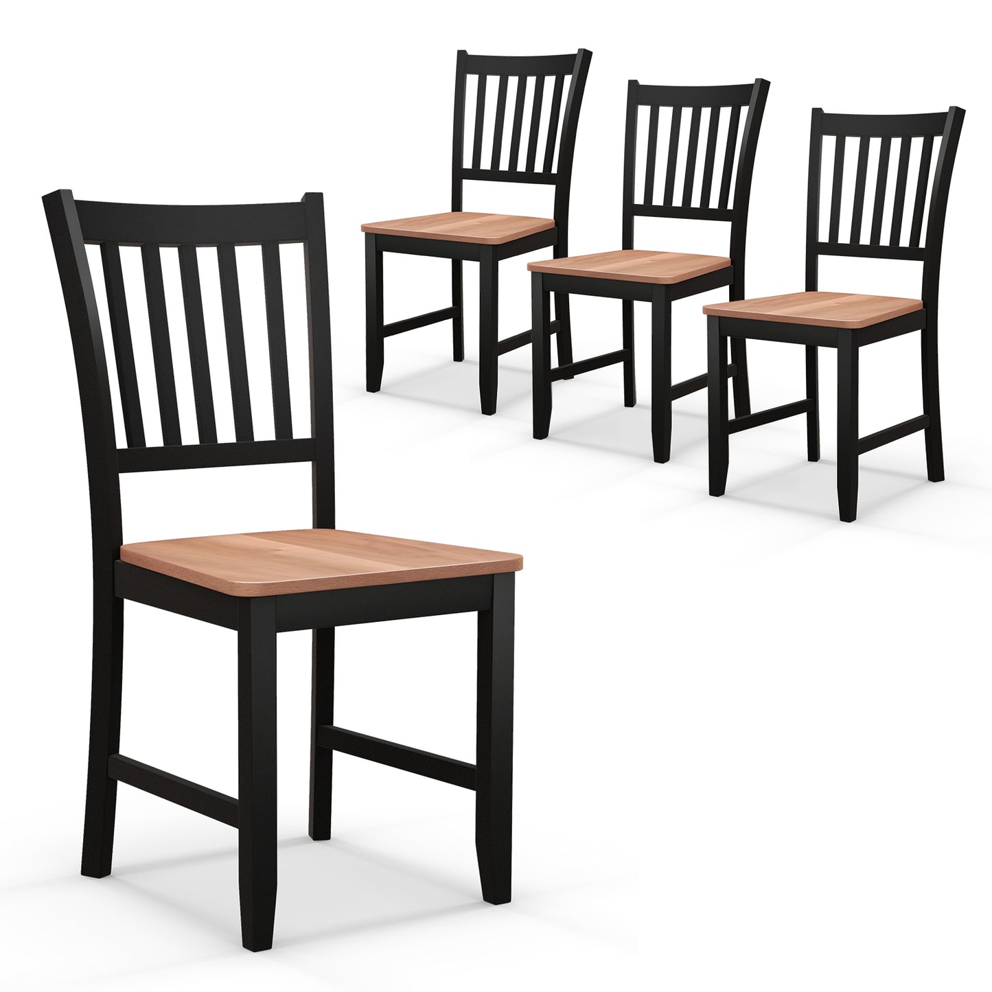 Spindle Back Dining Chairs Set of 4 with Wooden Legs