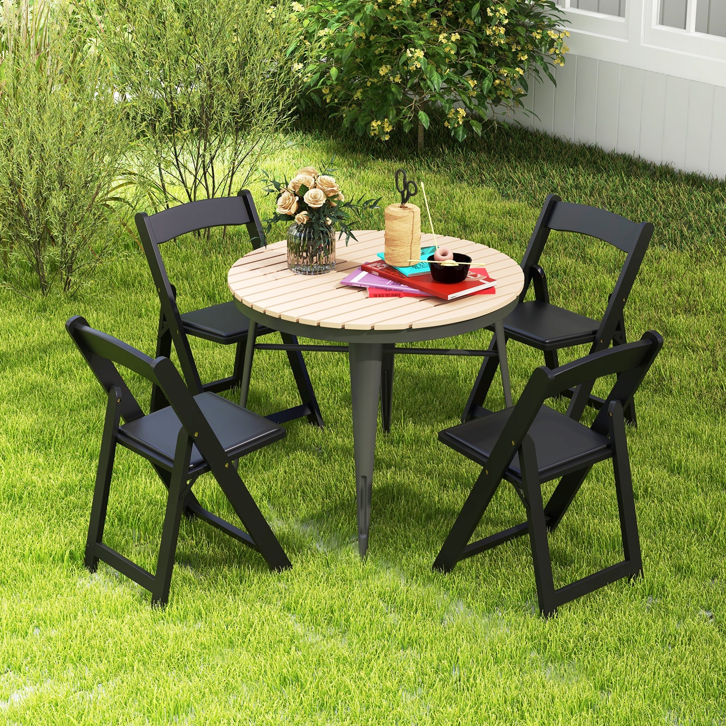 Foldable Dining Chairs Set of 4 with Padded Seats