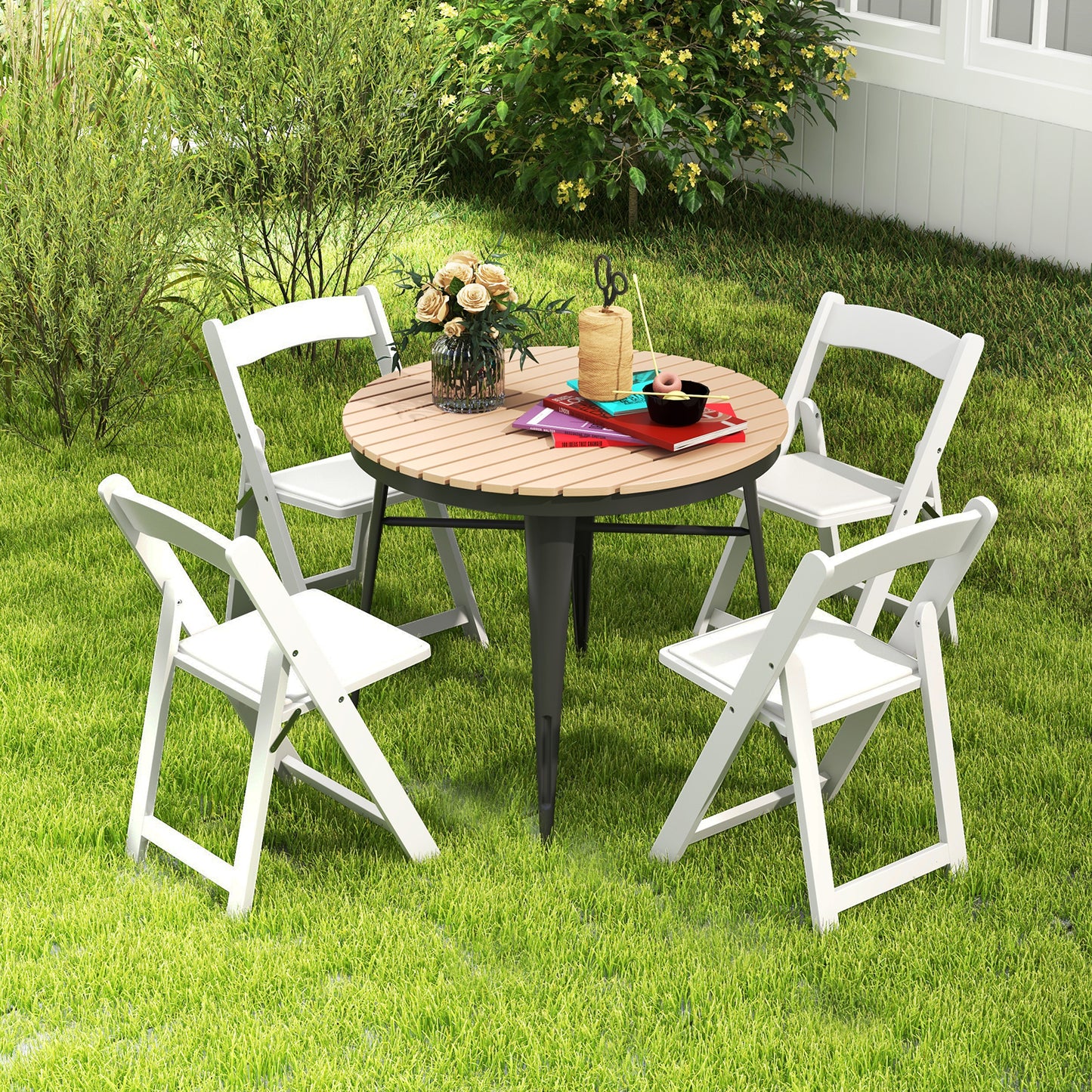 Foldable Dining Chairs Set of 4 with Padded Seats