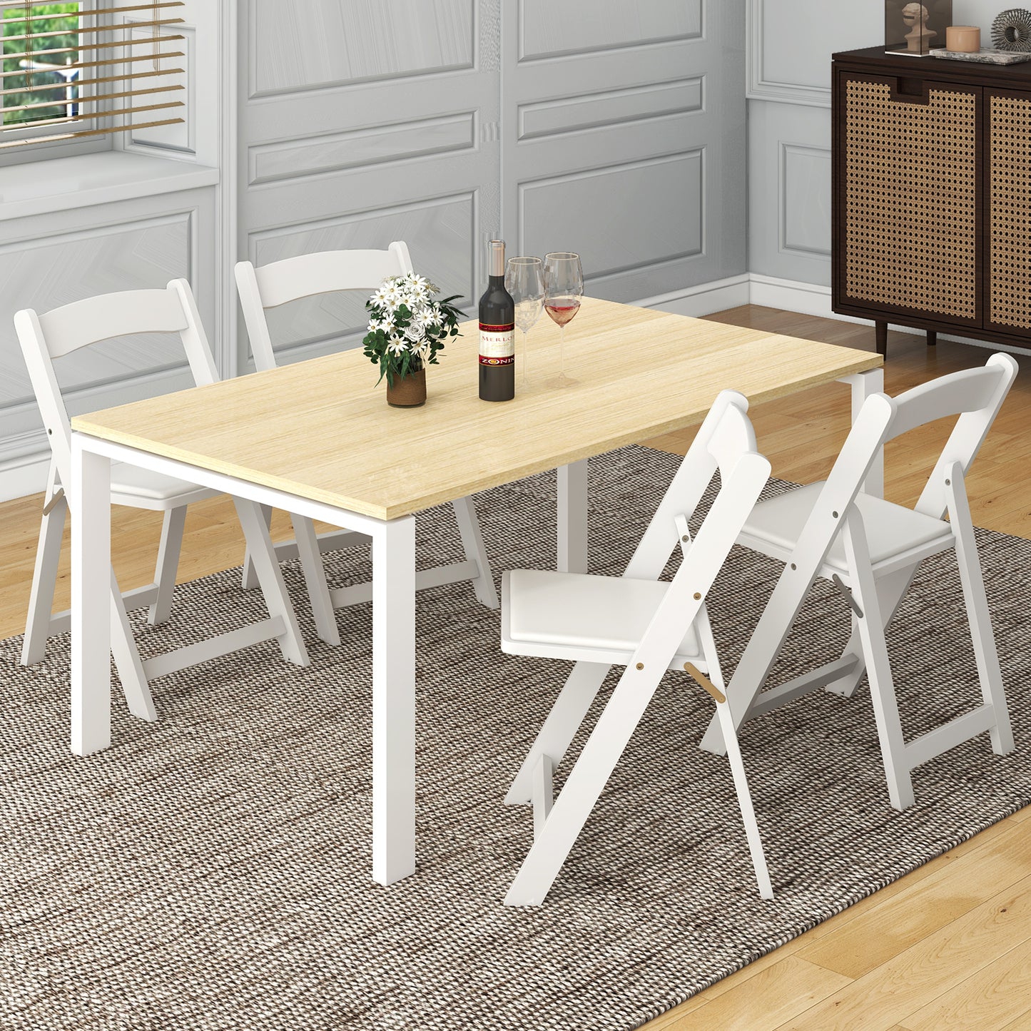 Foldable Dining Chairs Set of 4 with Padded Seats
