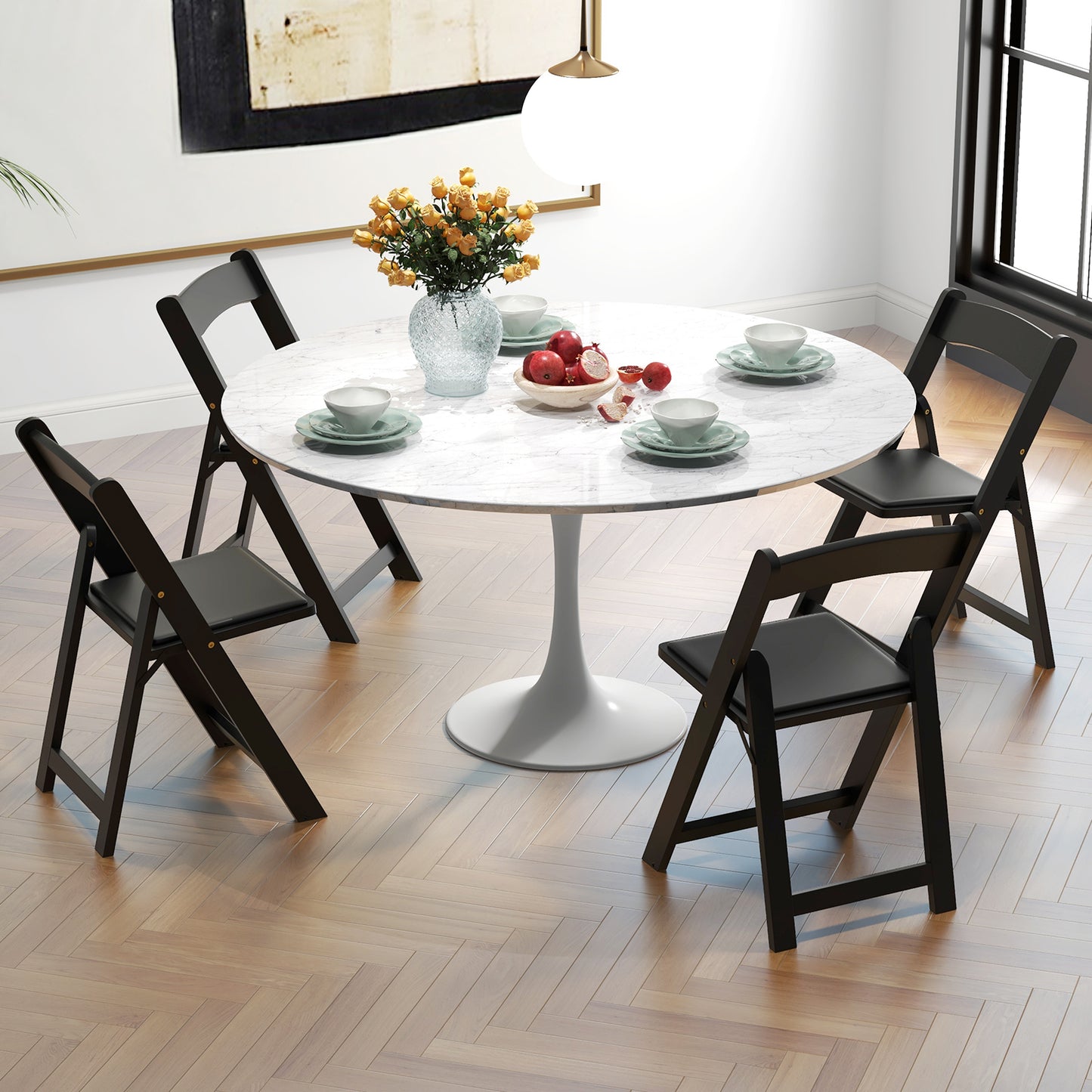 Foldable Dining Chairs Set of 4 with Padded Seats