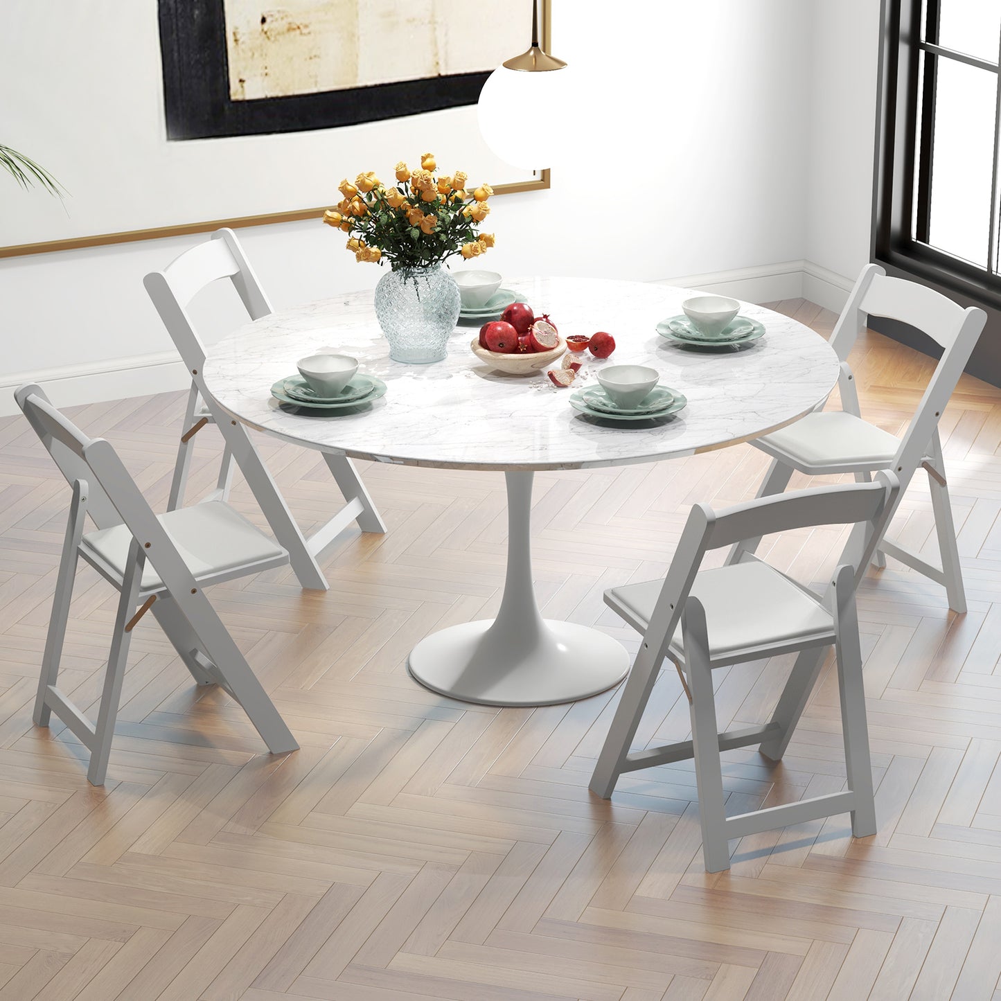 Foldable Dining Chairs Set of 4 with Padded Seats