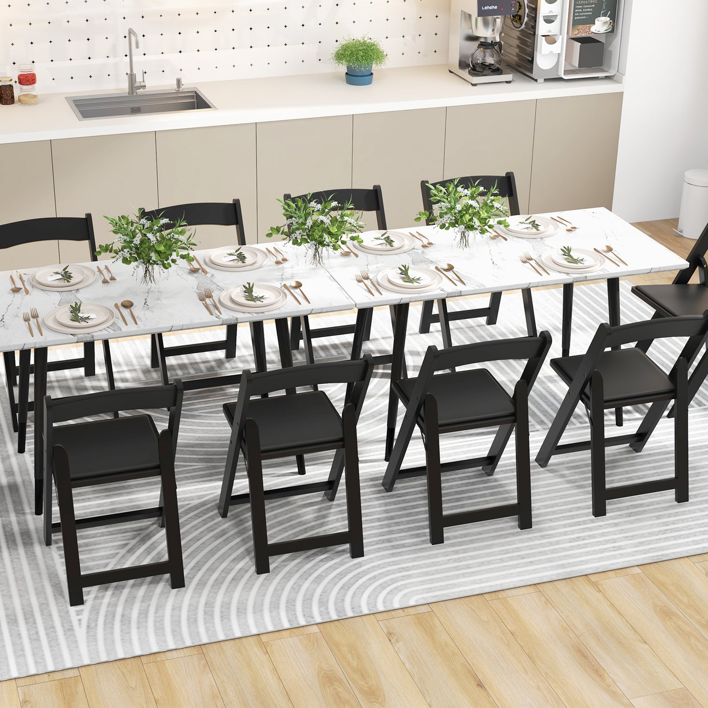 Foldable Dining Chairs Set of 4 with Padded Seats