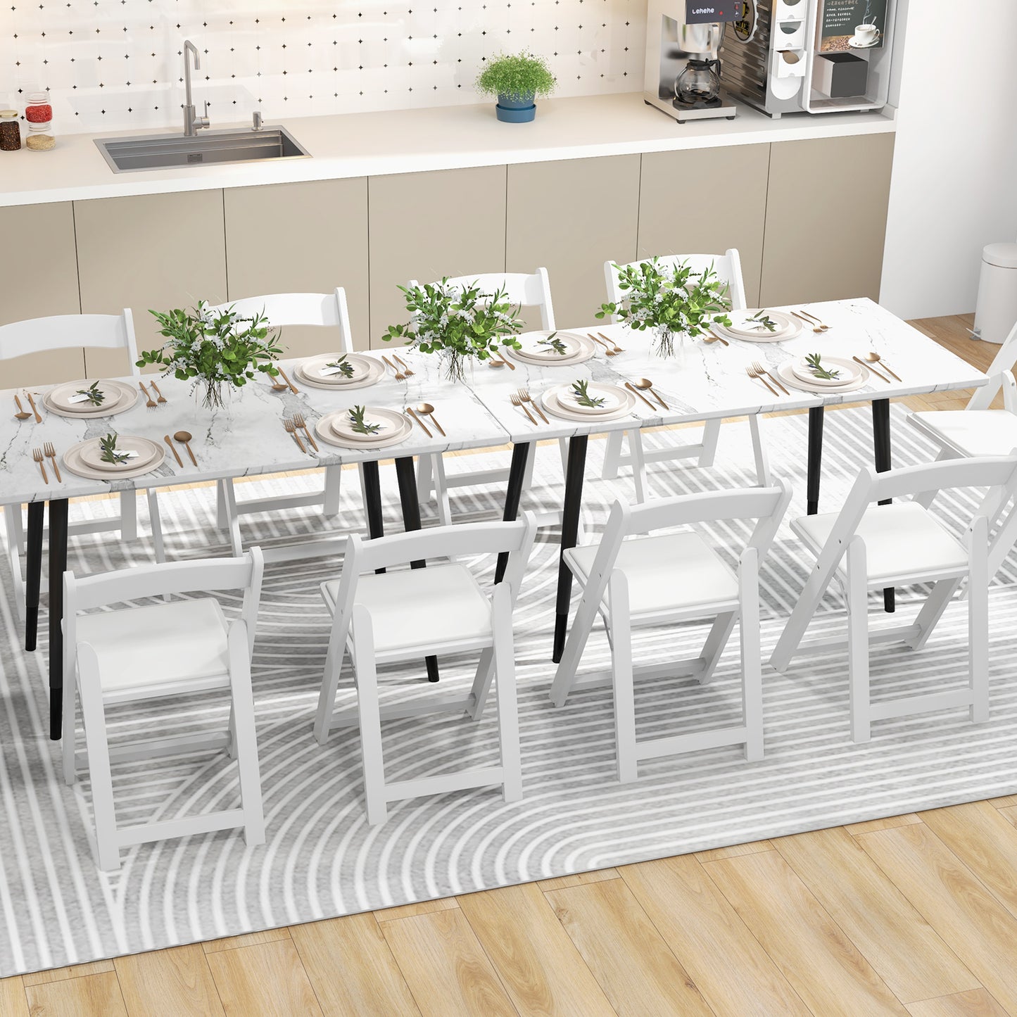 Foldable Dining Chairs Set of 4 with Padded Seats