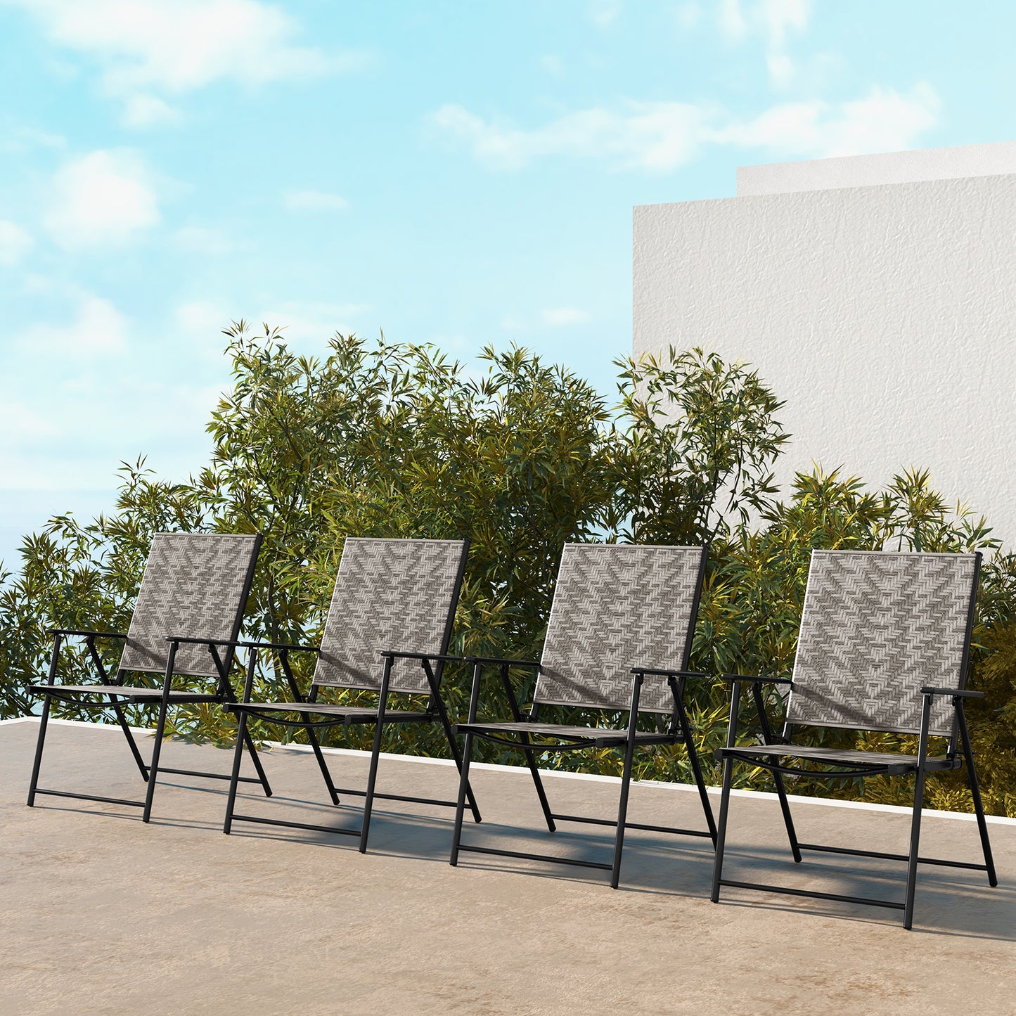 Folding Patio Dining Chairs Set of 4 with Armrests - Gray