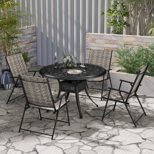 Folding Patio Dining Chairs Set of 4 with Armrests - Gray