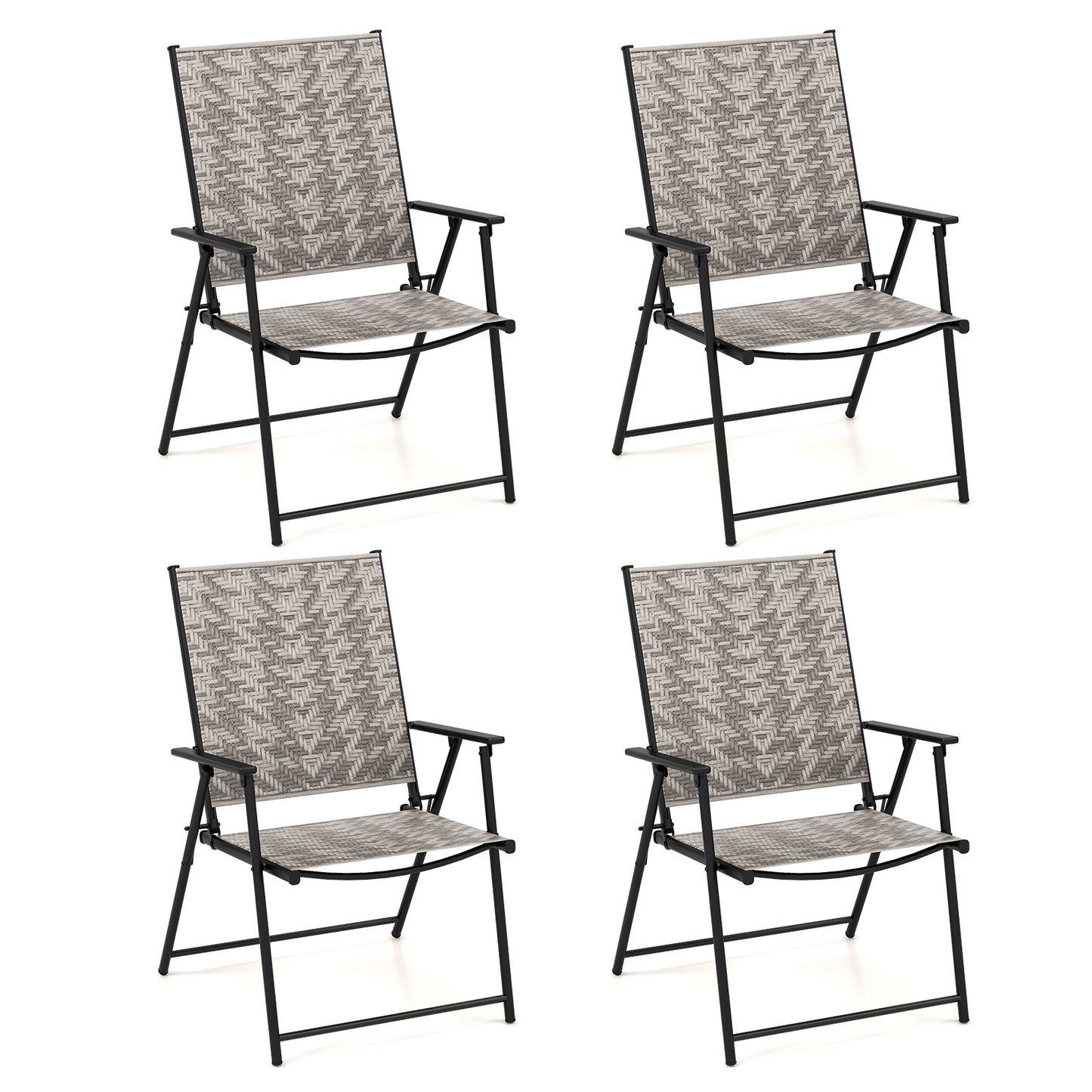 Folding Patio Dining Chairs Set of 4 with Armrests - Gray