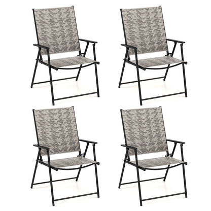 Folding Patio Dining Chairs Set of 4 with Armrests - Gray