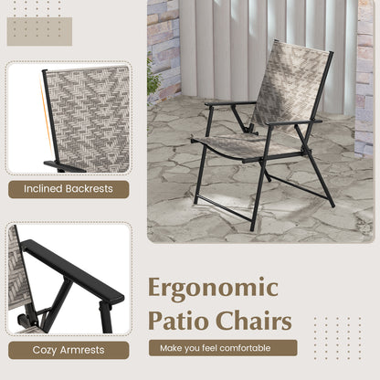 Folding Patio Dining Chairs Set of 4 with Armrests - Gray