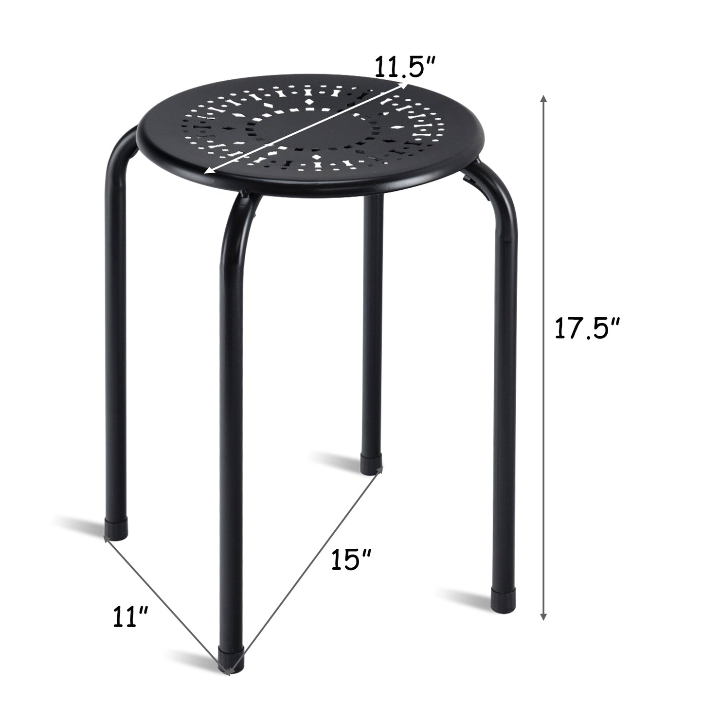 Stackable Metal Stools with Daisy Design - Set of 6