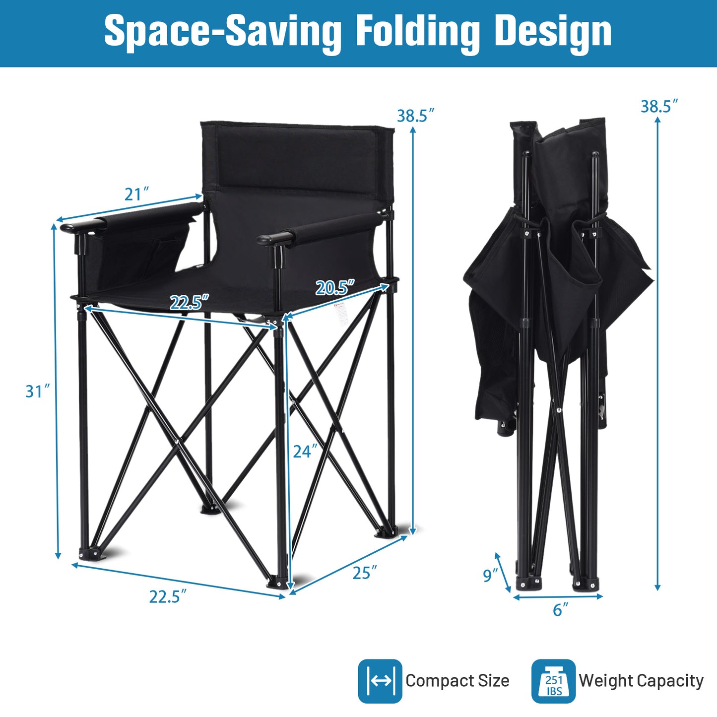 Oversized High Back Folding Camping Chair 38 Inch