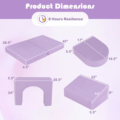 8-Piece Modular Kids Play Couch with Suede Fabric