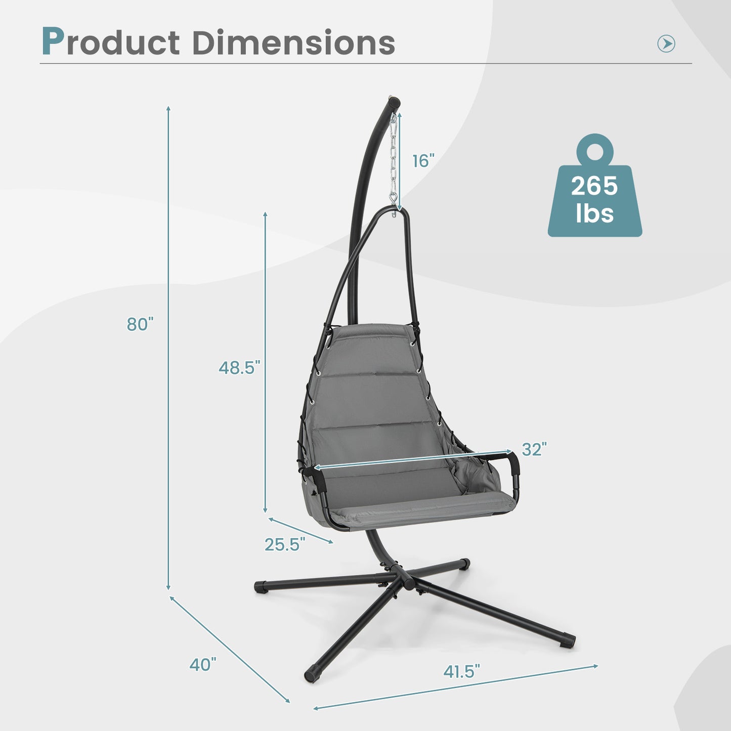 Hanging Swing Chair with Stand and Extra Large Padded Seat