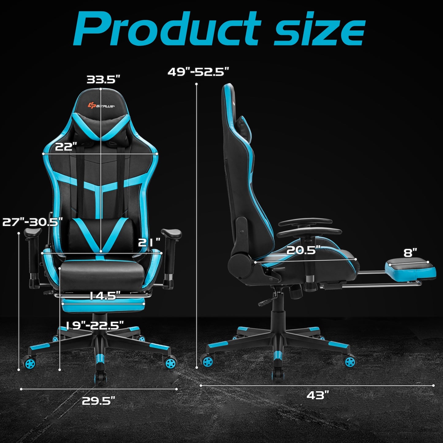 Gaming Chair with Lumbar Massage and Footrest