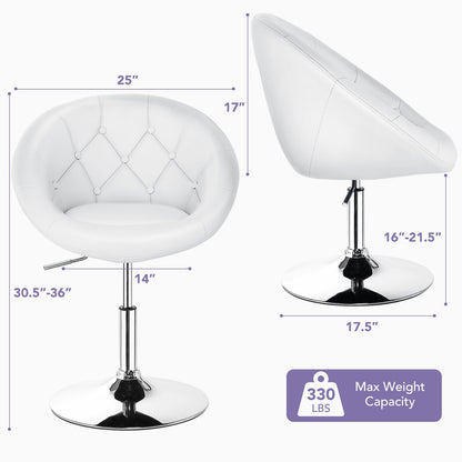 Adjustable Swivel Round Accent Chair with Tufted Back