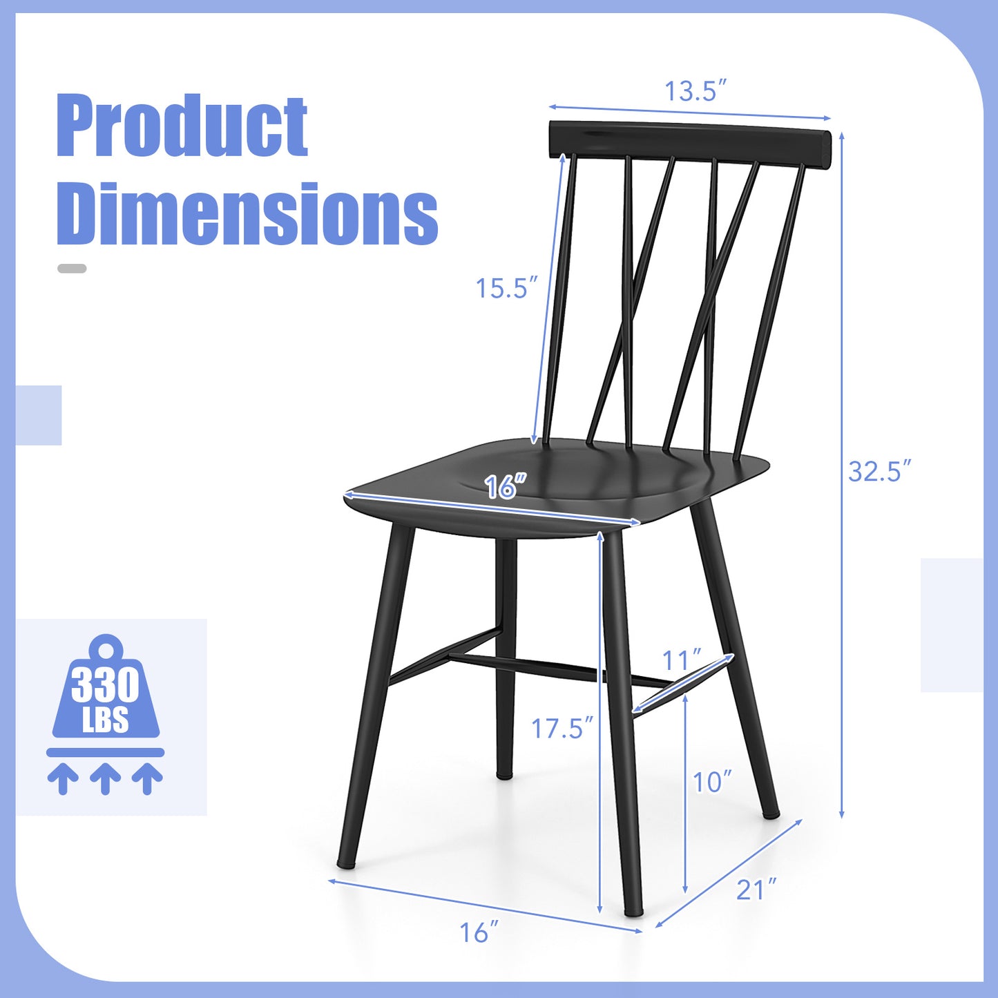 Modern Steel Dining Chairs with Backrest - Set of 2