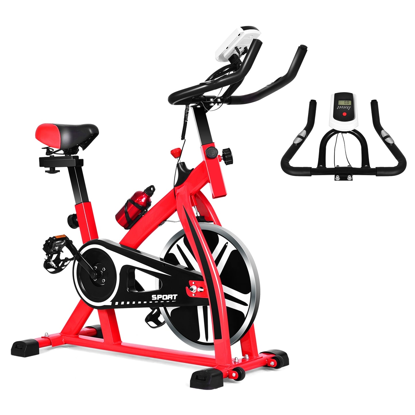Adjustable Indoor Exercise Bike with 18 lb Flywheel