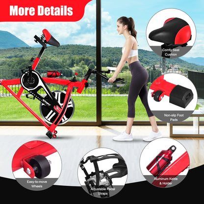 Adjustable Indoor Exercise Bike with 18 lb Flywheel