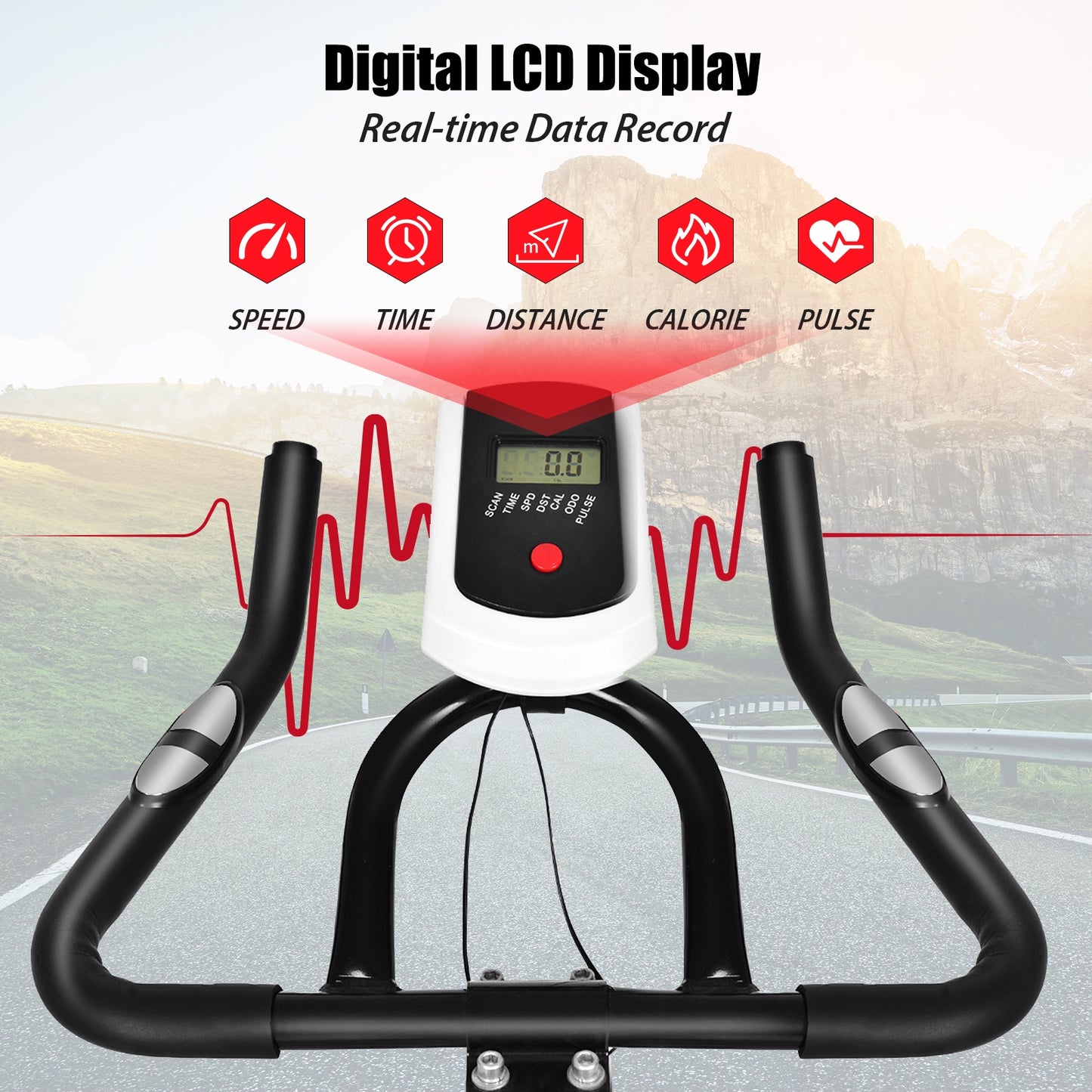Adjustable Indoor Exercise Bike with 18 lb Flywheel