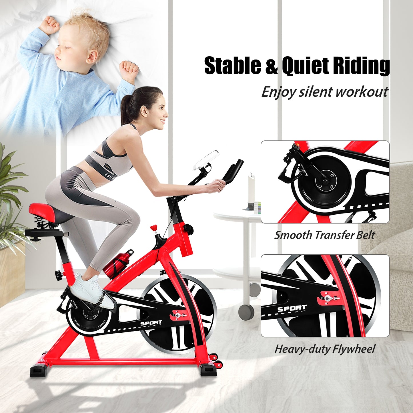 Adjustable Indoor Exercise Bike with 18 lb Flywheel