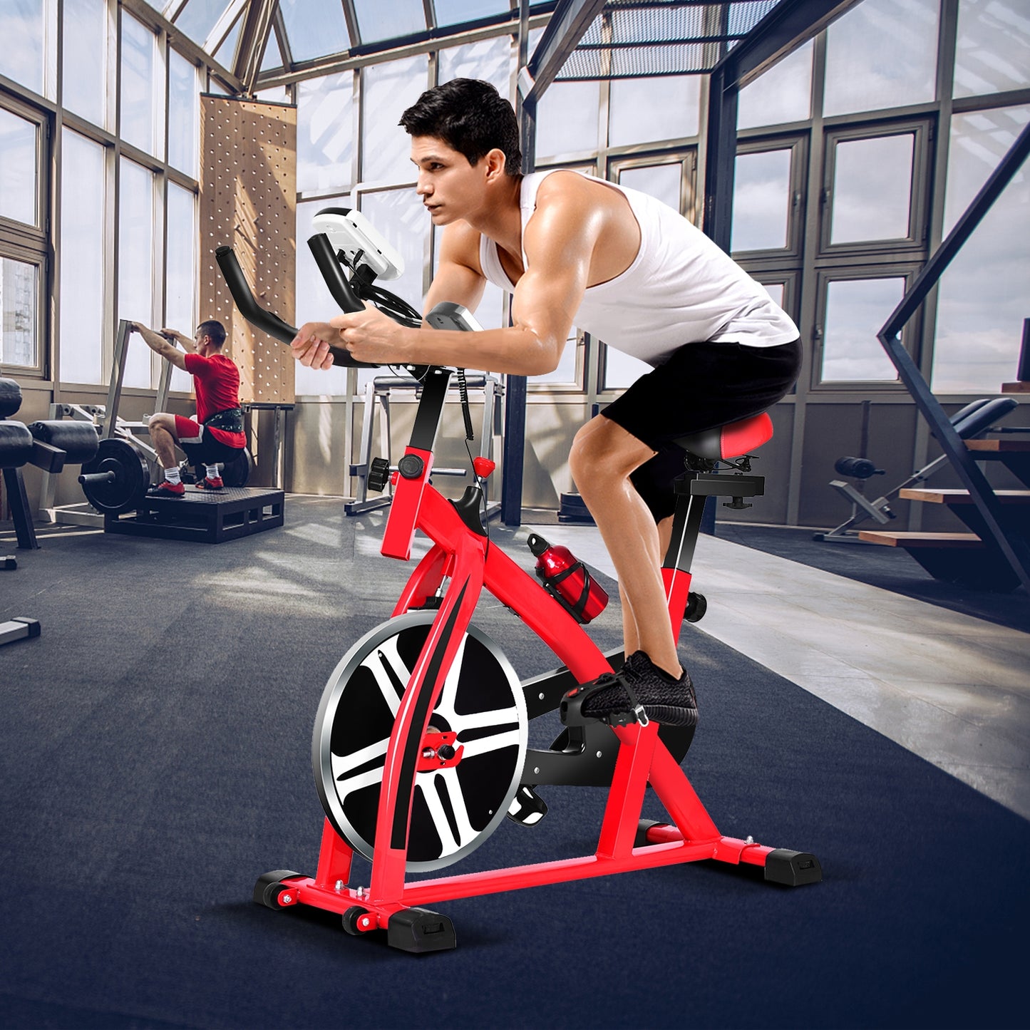 Adjustable Indoor Exercise Bike with 18 lb Flywheel