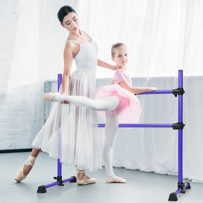 4 Feet Portable Ballet Barre with Adjustable Height-Purple