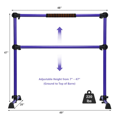 4 Feet Portable Ballet Barre with Adjustable Height-Purple